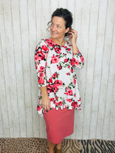 Samantha Ruffle High Low Tunic-Ivory Rose