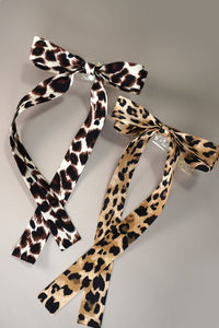 Long Animal Print Bow Hair Clip