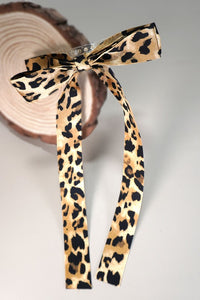 Long Animal Print Bow Hair Clip