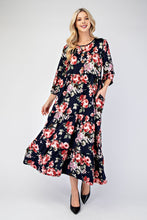 Tonya & Wood Button Dress- Navy Floral