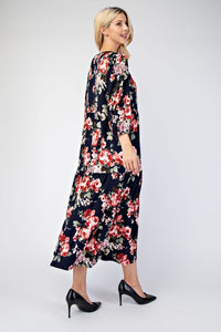 Tonya & Wood Button Dress- Navy Floral