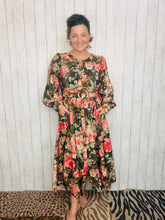 Jessica Green & Floral Belted Dress