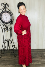 Ruffles & Class Dress- Burgundy