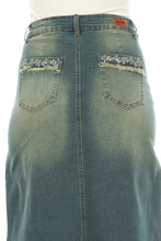 Lenora Rhinestones & Embroidery Jean Skirt