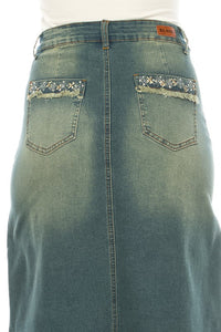 Olivia Vintage Wash & Rhinestone Jean Skirt