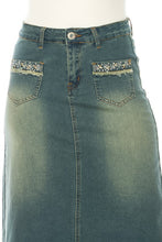 Lenora Rhinestones & Embroidery Jean Skirt