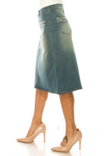 Lenora Rhinestones & Embroidery Jean Skirt