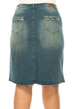 Lenora Rhinestones & Embroidery Jean Skirt