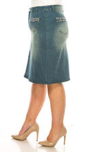 Lenora Rhinestones & Embroidery Jean Skirt