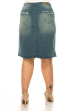 Lenora Rhinestones & Embroidery Jean Skirt