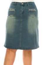 Olivia Vintage Wash & Rhinestone Jean Skirt