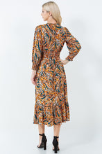 Rhonda Smocking Waist Dress- Colorful Leaf