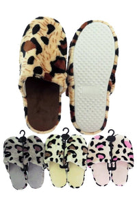 Leopard Print Fleece Foam Lounge Slippers