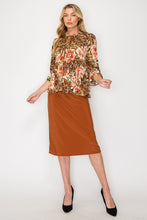 Lillian Bow Front Tunic Top- Brown Rust