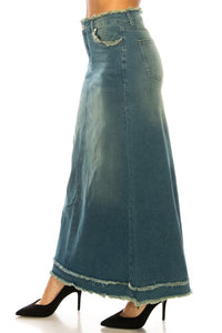 Mandy Fringe Long Jean Skirt