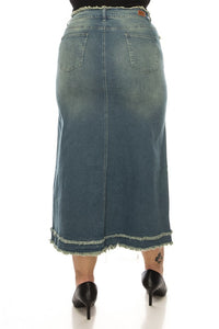 Mandy Fringe Long Jean Skirt