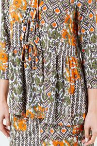 Lillian Bow Front Tunic Top- Floral & Geometric