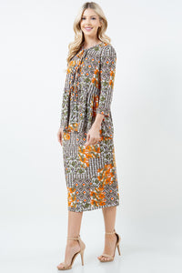 Lillian Bow Front Tunic Top- Floral & Geometric