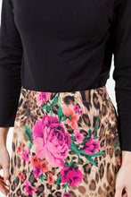 Miss Amy Pencil Skirt (Regular & Plus)- Leopard & Roses