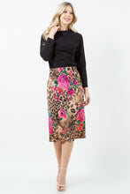 Miss Amy Pencil Skirt (Regular & Plus)- Leopard & Roses