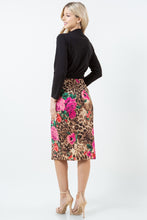 Miss Amy Pencil Skirt (Regular & Plus)- Leopard & Roses