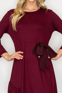 Burgundy & Bow Ruffle Tunic