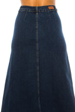 Jennifer Button Front Long Jean Skirt