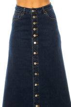 Jennifer Button Front Long Jean Skirt