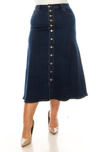 Jennifer Button Front Long Jean Skirt