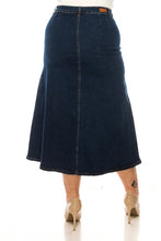 Jennifer Button Front Long Jean Skirt