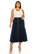 Jennifer Button Front Long Jean Skirt