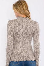 Light Animal Print Mock Neck Top