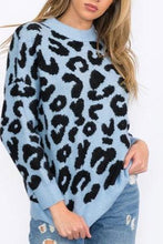 Blue & Leopard Print Sweater