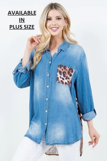 Jean & Leopard Top- Brown Mix (PLUS)