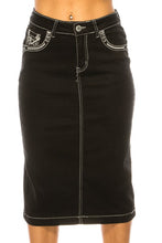 Jordan Black & Embroidery Jean Skirt