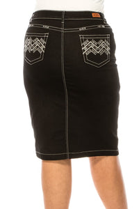 Jordan Black & Embroidery Jean Skirt