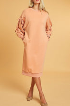 Peachy Bow Ruffle Sweatshirt Dress