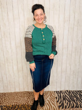 Gina Leopard & Stripes Ribbed Top