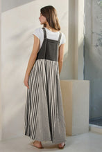 Striped Overall Dress- Black & White