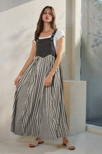 Striped Overall Dress- Black & White
