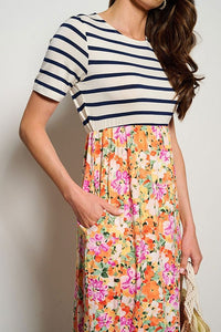 Dana Floral & Stripes Dress