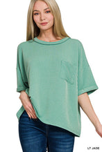 Ribbed Oversized Top-Jade