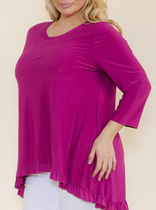 Samantha Ruffle High-Low Tunic-Magenta