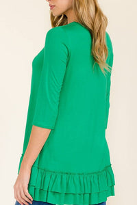 Maggie Double Ruffle High-Low Tunic-Green