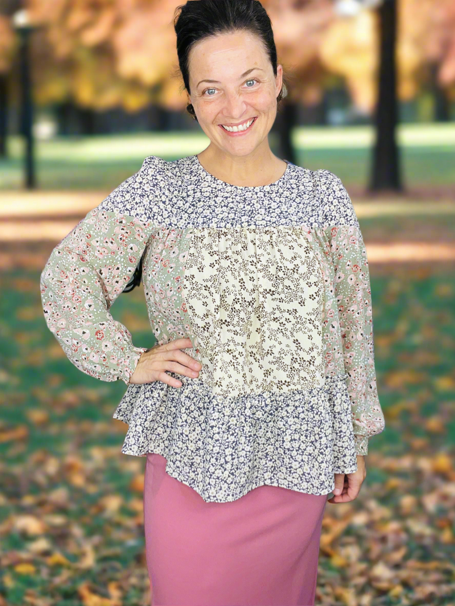 Madelyn Lavender & Floral Blouse