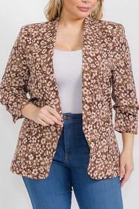Brown Floral Blazer- Regular & Plus