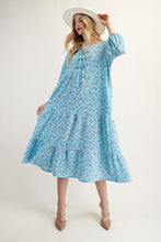 Trish Bow Front Dress- Blue Floral