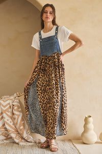 Leopard & Animal Print Mixed Overall/Jumper Dress
