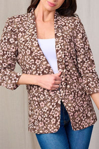 Brown Floral Blazer- Regular & Plus