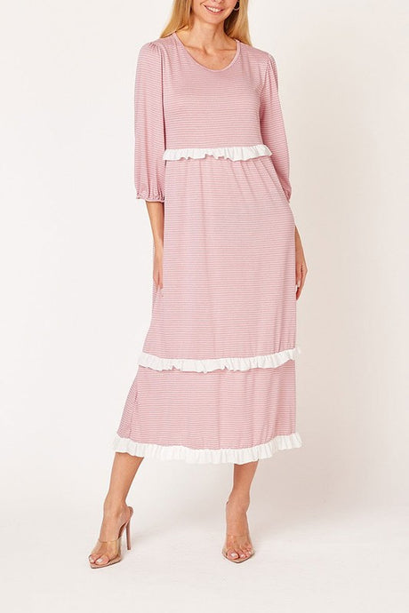 Amanda Mauve Ruffle Dress